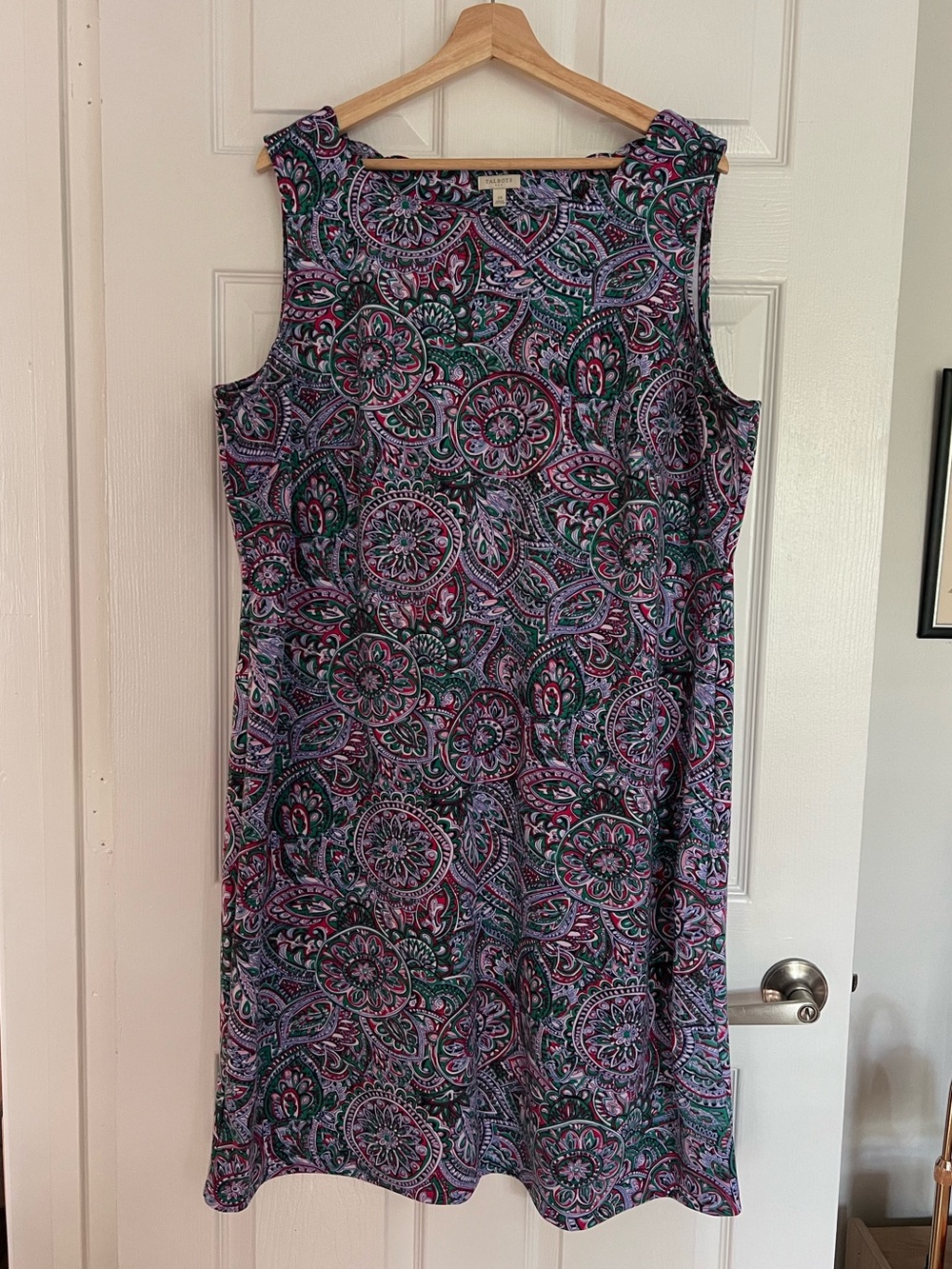 Talbots Paisley Print Sleeveless Dress with Scalloped Neckline